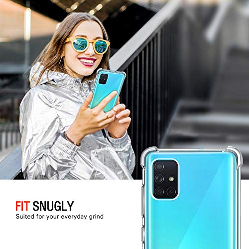 Image of Lustree Back Cover Transparent Case Compatible with Samsung Galaxy A71 | Clear + TPU Case with 4 Corner Air Cushion Protection & Camera Protection | Slim& Stylus Cover