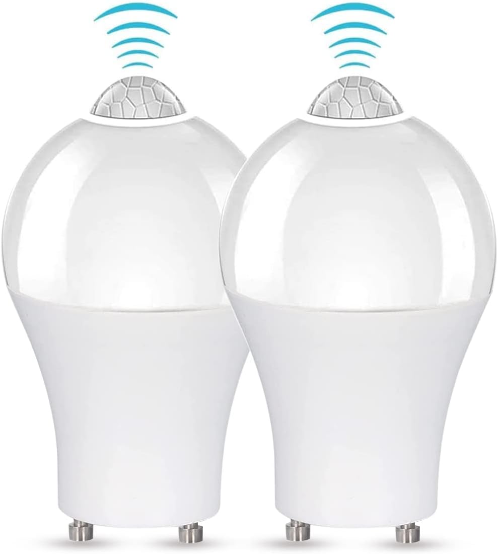 Motion Sensor Light Bulb 3000K Warm Light 120V 7W 750lm A19 GU24 Base