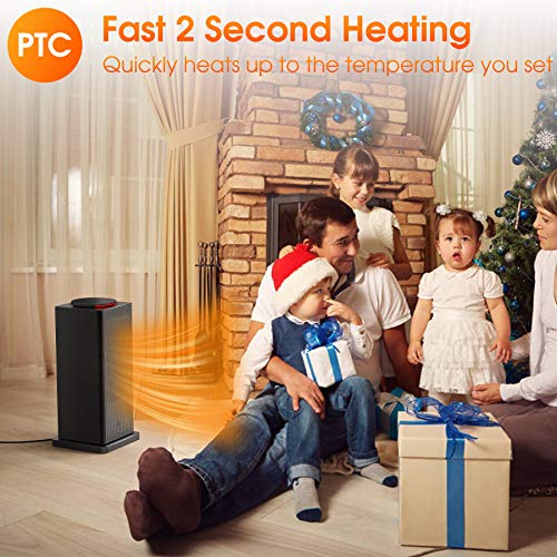 ALROCKET Space Heater, 1500W PTC Heater with ECO Thermostat, Tower Heater Oscillating Electric Heater with Remote Control, 24H Timer LED Display, Overheat Tip-over Protection Fast Heat for Home Office - Thumbnail 6