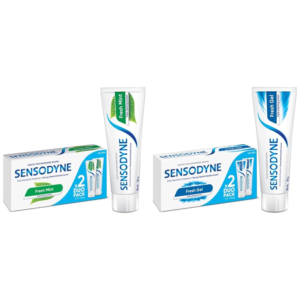 Sensodyne Toothpaste Fresh Mint|Daily Sensitivity Relief Tooth Paste Combo Pack - 250gm (125gm x 2) | Dentist Recommended | Everyday Use Paste, Fresh Breath, Fights Tooth Decay, Maintain Healthy Gums-image-36