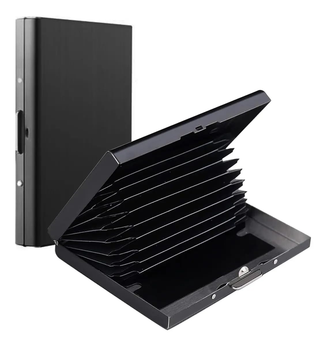 Stealodeal Stainless Steel Card Holder for Men & Women – 10 Slot RFID Blocking Wallet, Secure Credit & Business Card Organizer, Black-picture-10