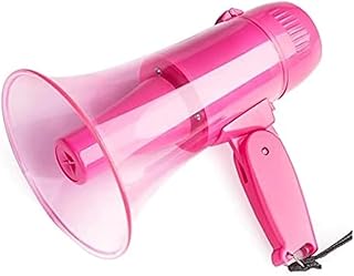 BODHIS Portatil Megáfono Megáfono Portátil Bullhorn Altavoz Bullhorn De 20 Vatios Puerto USB con Sirena Incorporada Y Modos De Alarma Grabación Megafono Portátil Megáfono(Color:Rosa)