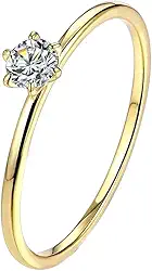 Anel Solitário Banhado a Ouro 18k com Pedra de Zirconia Casamento Noivado Exclusivo