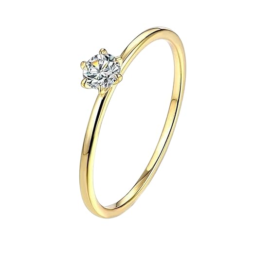 Anel Solitário Banhado a Ouro 18k com Pedra de Zirconia Casamento Noivado Exclusivo