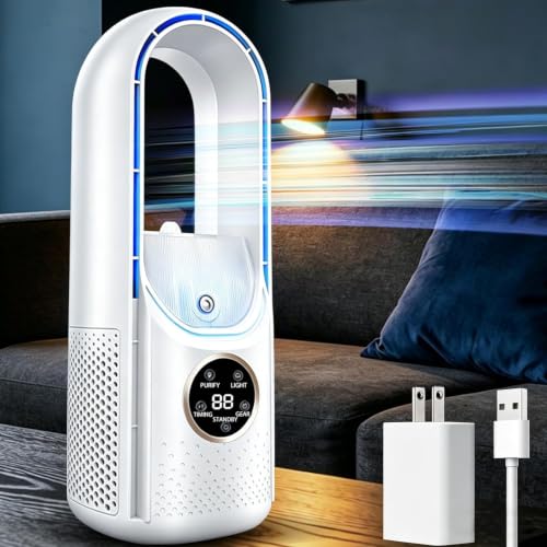 HUENLYEL Bladeless Desk Fan, Desktop Bladeless Fans for Desk Office Home