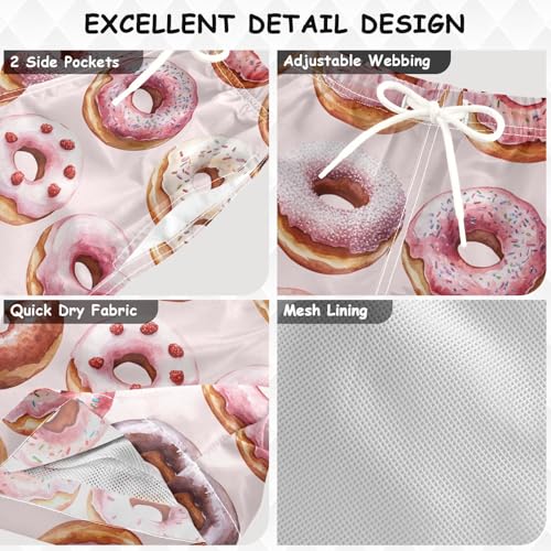 Pigsaly Boys' Swim Board Shorts Watercolor Purple White Pink Donuts Boy's Swim Trunks Kids Swimwear 2T3