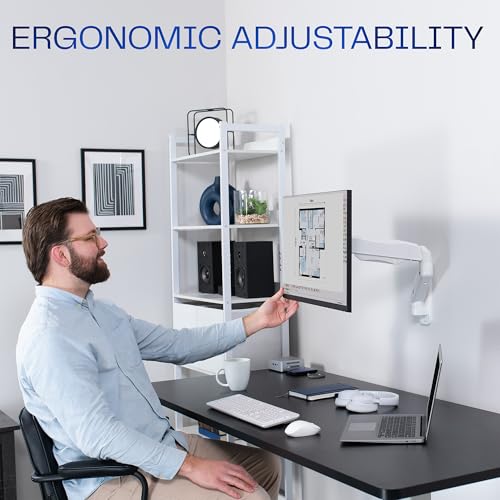 Image of VIVO Single Monitor Counterbalance Wall Mount for 32 inch Screens up to 19.8 lbs, Full Motion, Max VESA 100x100, White, MOUNT-V001GW