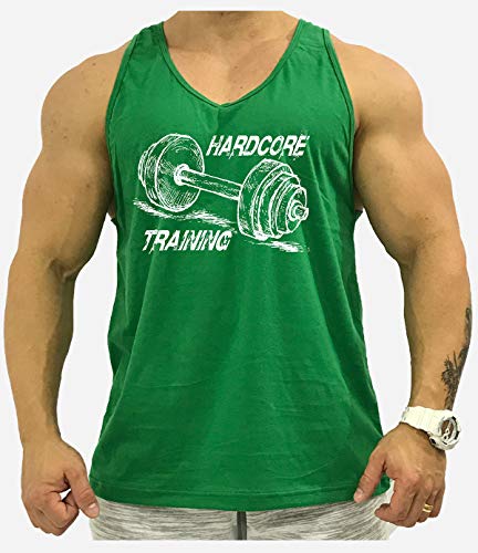 Regata Masculina Cavada MXD Conceito Hardcore Style Halteres Academia (Verde, G)