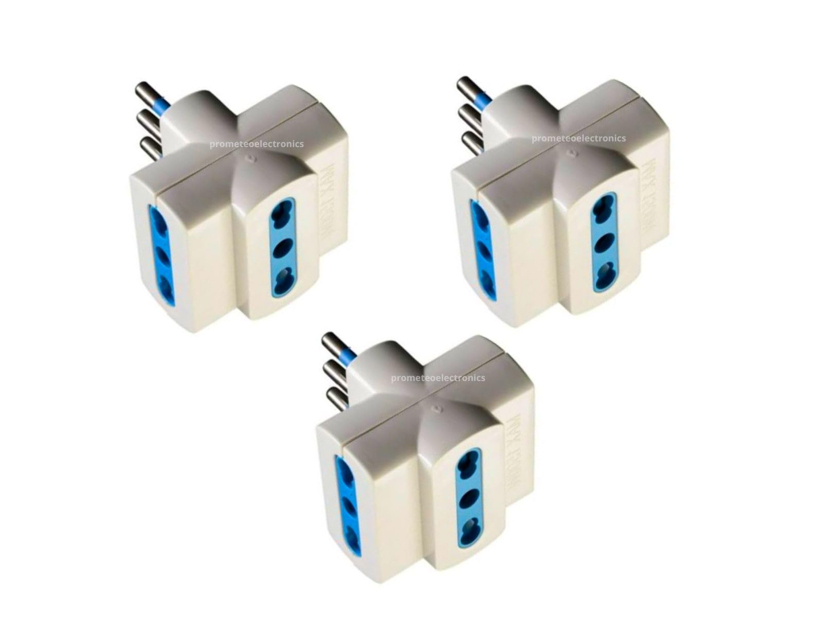 Set 3 spina tripla spina piccola 10A prese bivalenti 10 / 16A bianca 1500W marchio CE
