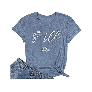 Qrupoad-Be-Still-and-Know-T-Shirt-Womens-Inspirational-Christian-Shirt-Summer-Casual-Short-Sleeve-Graphic-Tees Qrupoad Be Still and Know T-Shirt Womens Inspirational Christian Shirt Summer Casual Short Sleeve Graphic Tees Tops Blue