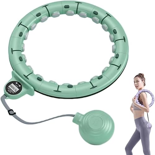 スマートフラフープ ダイエット用 サイズ調整可能(65〜110cm) 取り外し可能 カウント付き 厚みのある フィットネス エクササイズ用 オールシーズン対応 スリムウエスト (緑)