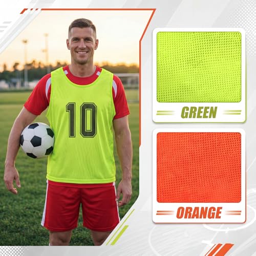 Image of Vabean 24 Pack Nylon Mesh Scrimmage Team Practice Vests Pinnies Jerseys Train Vest for Adult Sport Basketball Soccer Football