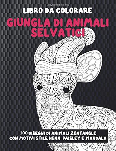 Imagen de Giungla di animali selvatici Libro da colorare 100 disegni di animali Zentangle con motivi stile henné