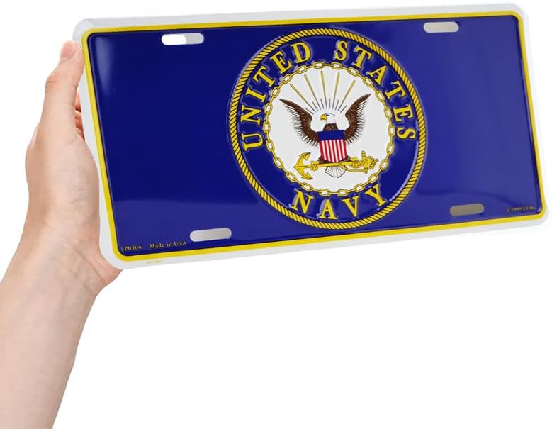 License Plate with United States Navy (USN) Logo | Standard Size 6" x 12" | License Plate for Cars, SUVs, Trucks, and Minivans Aluminum 4 Holes | Universal Fit | Officially Licensed image 2