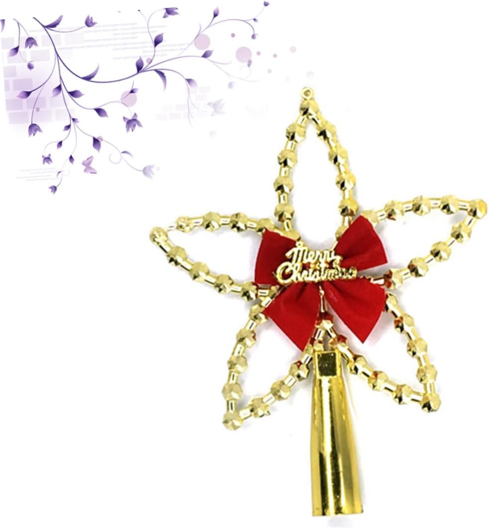 3pcs Star Topper Christmas Tree Decoration -Point Bowknot Ornament for Holiday Home Decor and