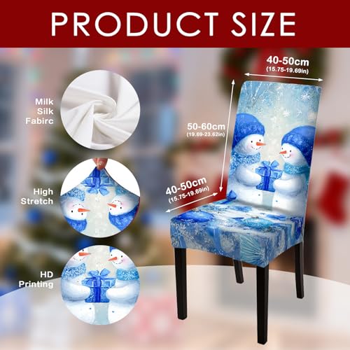 Image of Nuxovilar 4 Pack Blue Snowman Stretch Chair Covers