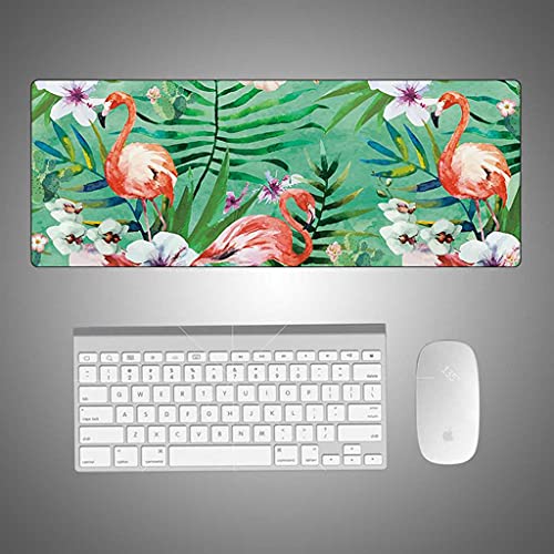 Tapis de souris gamer XXL 1000x500 mm flamants roses en caoutchouc anti-glissant