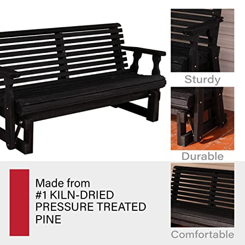 Caf Amish Heavy Duty 800 Lb Roll Back Pressure Treated Porch Glider (5 Foot, Semi-Solid Black Stain) #TOP4