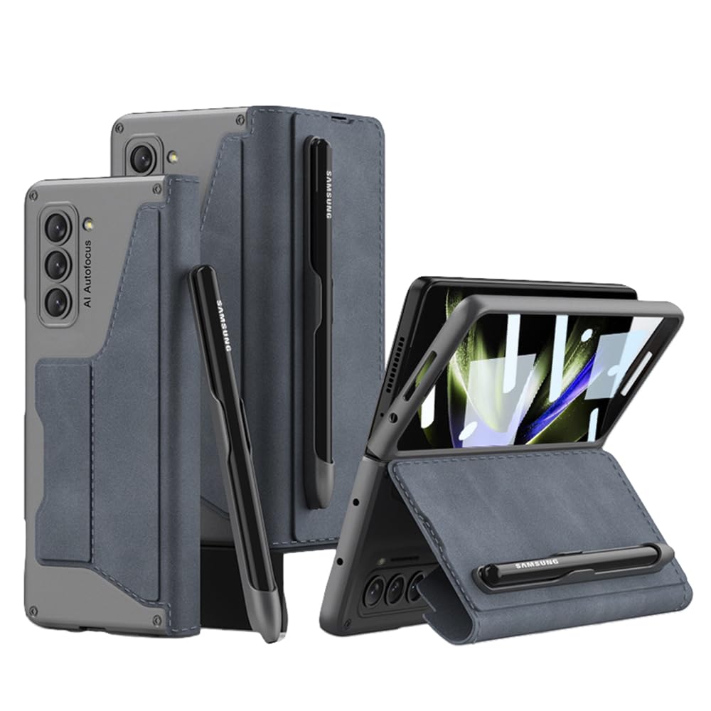 Coque Samsung Z Fold 5 en cuir de luxe avec porte-stylo S - 8