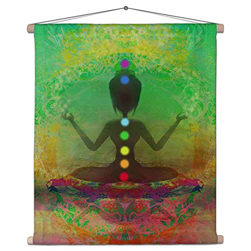 Image of ArtzFolio Yoga Lotus Pose Canvas Fabric Painting Tapestry | Scroll Art Hanging 35.9 x 40 inch (91 x 102 cms)