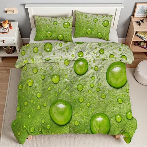 Piumino Matrimoniale Goccia D'Acqua Trapunte Piante Piumone Imbottito Resistente Lavabile, Super Morbida Trapunta, piumini 240x260 cm in Microfibra Reversibile e 2 Federa 50x80 cmT2118