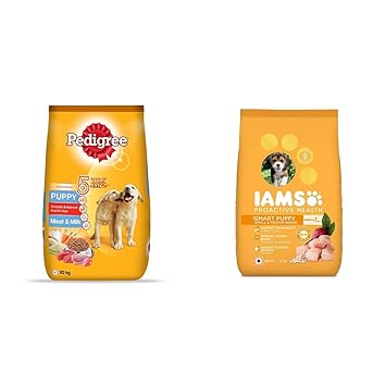 Pedigree Puppy Dry Dog Food, Meat & Milk, 10kg & Proactive Health Smart Puppy Small & Medium Breed Dogs (<1 Years) Dry Dog Food, 1.5 kg