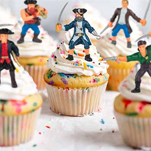 Divwa 8Pcs Pirate Action Figure Set, 3.5’’ Unique Plastic Pirate Action Figures Toy Gift For Kids Boys Girls Age 3 4 5 3-5 Years Old, Premium Pirate Party Favors Supplies #TOP5