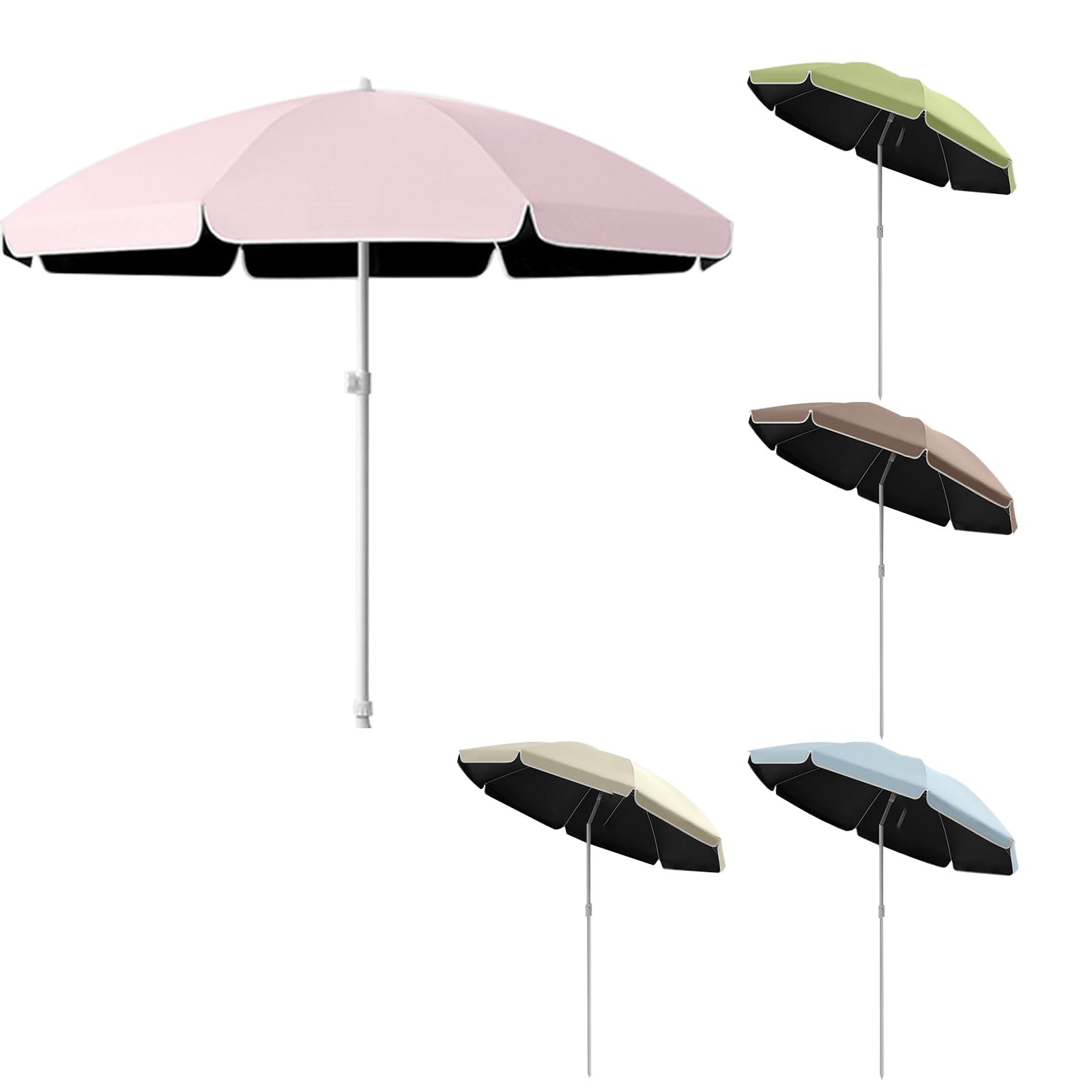 BVDHASDBT Outdoor Table Umbrella,Outdoor sunshade Umbrella,Table Market Umbrella,Beach Parasol Thatch，Easy Push Button, for Patio Garden Backyard(Apricot,1.8m)