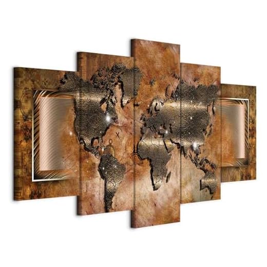 murando - Bilder 200x100 cm Vlies Leinwandbild 5 TLG Kunstdruck modern Wandbilder XXL Wanddekoration Design Wand Bild - Abstrakt Weltkarte 020101-247