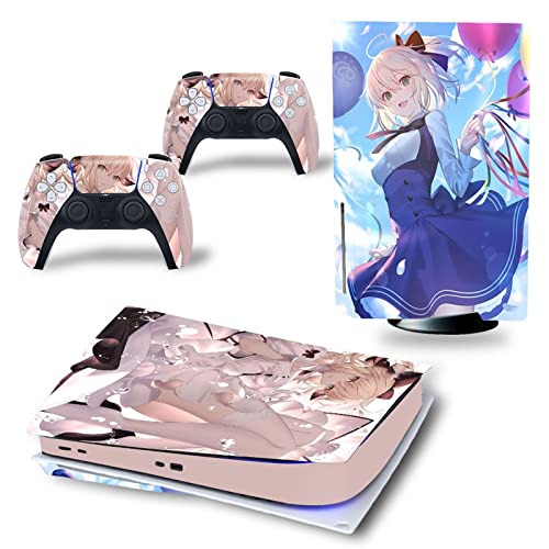 �ی� For PS5 Skin Disc Edition Anime Console And Controller Vinyl Cover Skins Wraps For Version 31619 �C�A�Ȃ��A�c�����Ȃ�