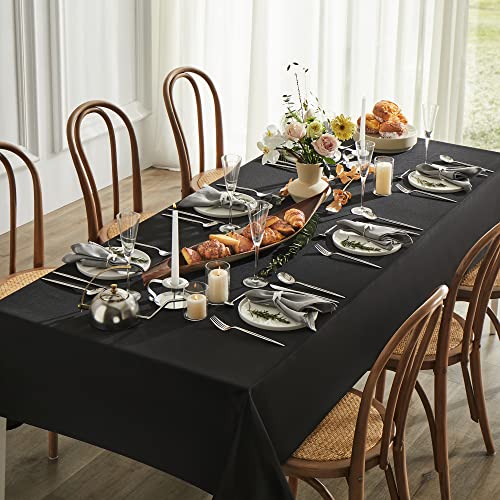 Mysky Home 2Pack Black Tablecloth 54X108 Inch Rectangle Table Cloth- Wrinkle Resistant Washable Polyester Table Cover For Dining Party And Camping #TOP7
