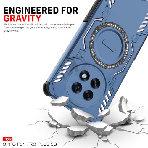 Image of AESTMO Back Case Cover for Oppo F31 Pro Plus 5G | Magnetic Case with Built-in Metal Ring | Compatible with MagSafe Accessories | Shockproof Hybrid (PC + TPU (Blue)