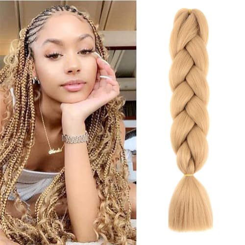 Braiding Hair Light Brown Braid Hair Extensions for Box Braids Hot Water Setting High Temperature Synthetic Fiber (27-1Pack)