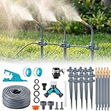 Garten Bewässerungssystem mit Erdspieß 360° Frei Verstellbar, Tropfbewässerung Präziser Durchflussregelung, Sprinklersystem Kühlsystem für Gewächshaus, Hochbeet, Terrasse, Balkontopfpflanzen