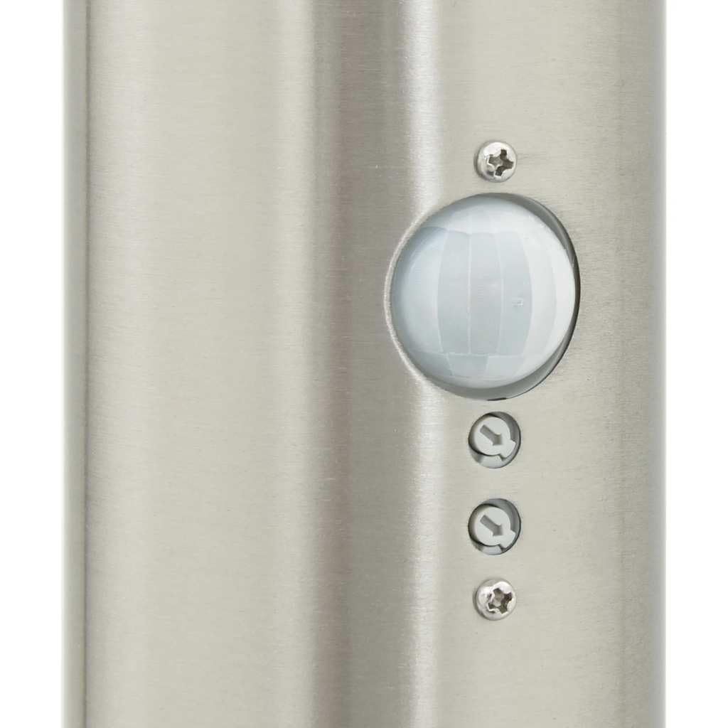 Juego de 3 lámparas de bolardo de acero inoxidable, 80 cm, con sensor de movimiento PIR y enchufe integrado, IP44, para exteriores, terraza, camino, iluminación