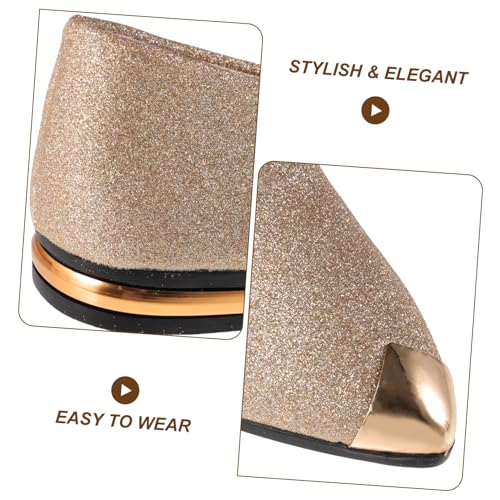 Zapatos planos dorados VANZACK con punta de perla refinada para mujer 4