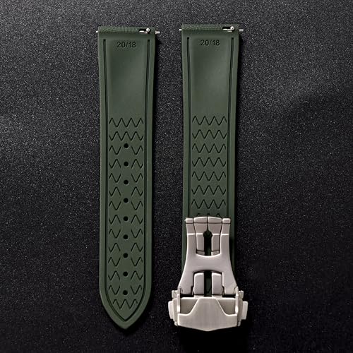 Image of WAMD Vector FKM Rubber Watch Strap 20mm 22mm - No Loop Deployment Clasp - Premium Fluoroelastomer Replacement Band.