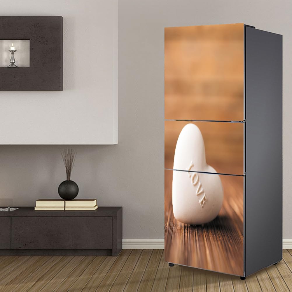 Myxjx White Fridge Wrap, Full Covering, Freezer Skins Wall Stickers For Kitchen Decal, Love Heart
