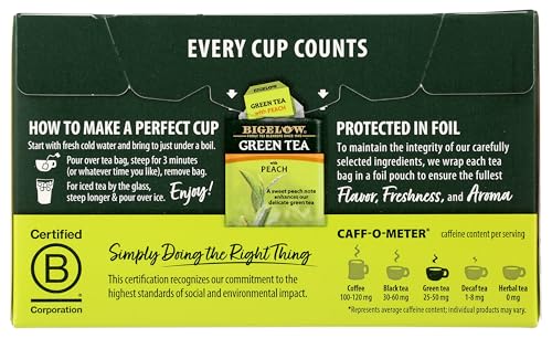 Image of Bigelow Green Tea w / Peach Tea Bags, 20 ct