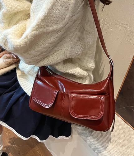 Women's PU Leather hobo bag Retro Y2k Shoulder Bag Multi-pocket Crossbody Bag Handbag for Work Travel4