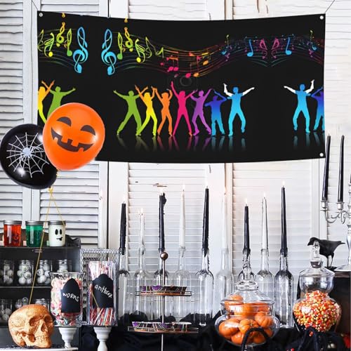 MINDBBDFJ Dance With Music Print Banners And Signs For Outdoor/Indoor,Personalized Banner Customizable Parties Halloween Banner (180x90cm)2