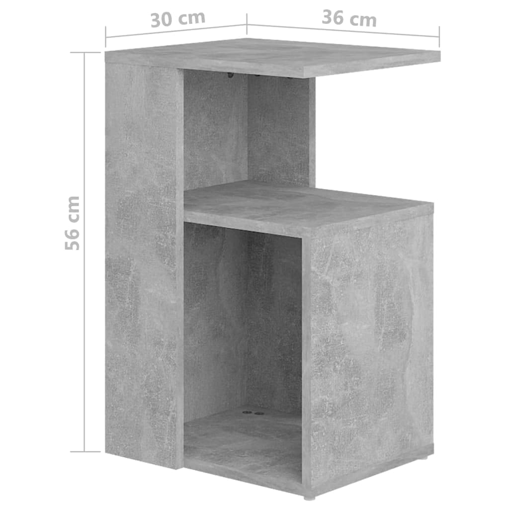 vidaXL Table d'appoint Gris béton 36x30x56 cm Bois d’ingénierie