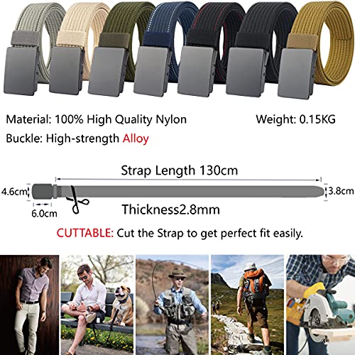 LionVII Men Nylon Web Belts - Metal Buckle, Fully Adjustable Belt Strap for Work, Easy Trim to Fit 28-49" Waist2