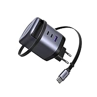 UGREEN Nexode Caricatore USB C 100W GaN con Cavo Retrattile, Ricarica Rapida con 4 Porte