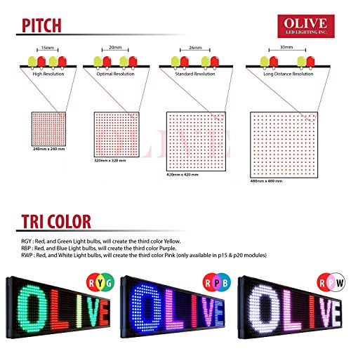 OLIVE LED Sign 3Color RBP, P20, 15\"x53\" PC Programmable Scrolling Outdoor Message Display Signs EMC - Industrial Grade Business Ad Machine. - Thumbnail 2
