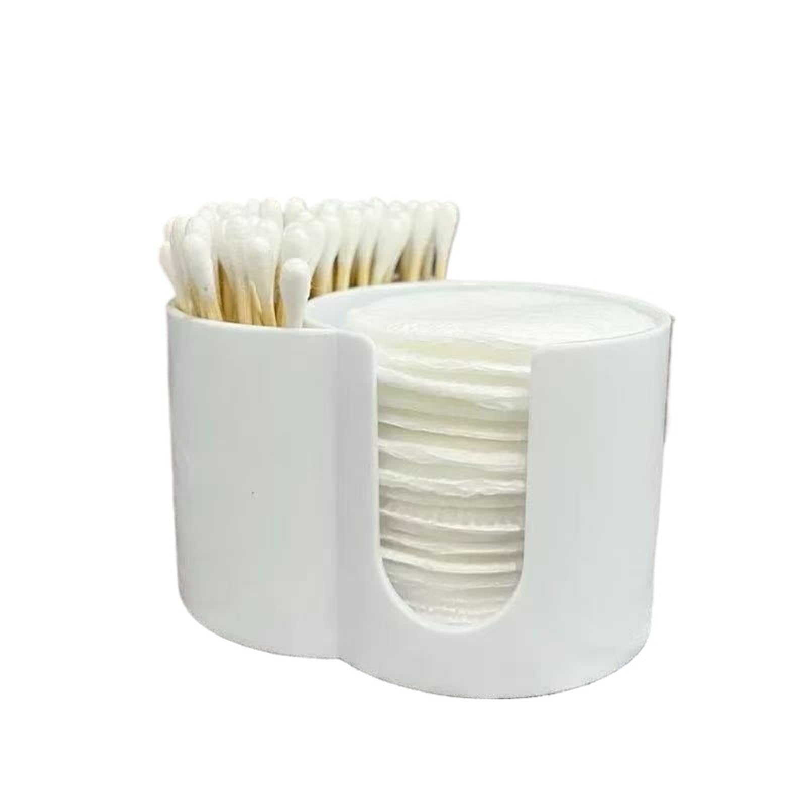 Enmrfvkz Wit Plastic 2-Section Cotton Pad And Q-Tip Holder