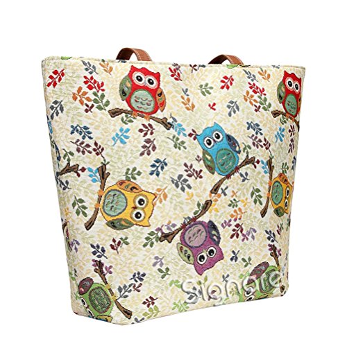 Signare Tapestry Shoulder Bag Tote Bag For Women With Owl Design (Shou-Owl) #TOP2