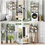 Simple Trending Over The Toilet Storage Cabinet, Metal Bathroom Shelf Organizer with Paper Holder and Hooks, 3 Tier, Black - Image 3