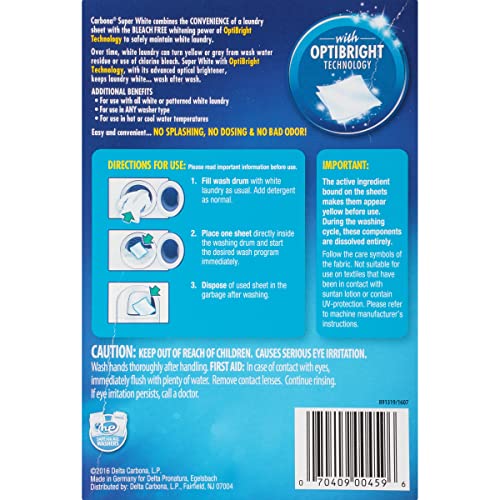 Carbona® Super White Sheets | Bleach Free Optibright Technology | 20 Sheets Per Pack, 1 Pack #TOP1