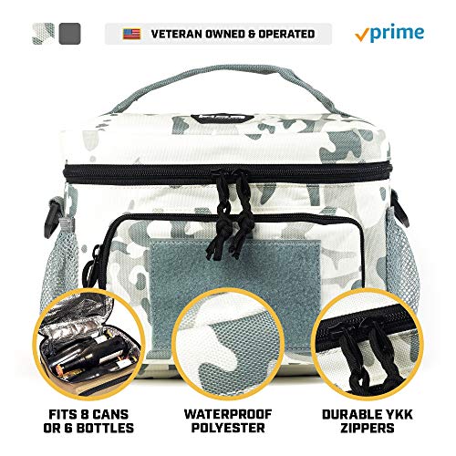 HSD Lunch Bag, Insulated Cooler, Thermal Lunch Box Tote with MOLLE / PALS Webbing, Adjustable Padded Shoulder Strap, for Tactical Men Women Adults and Boys Girls Kids (White Camo, Medium) - Thumbnail 6